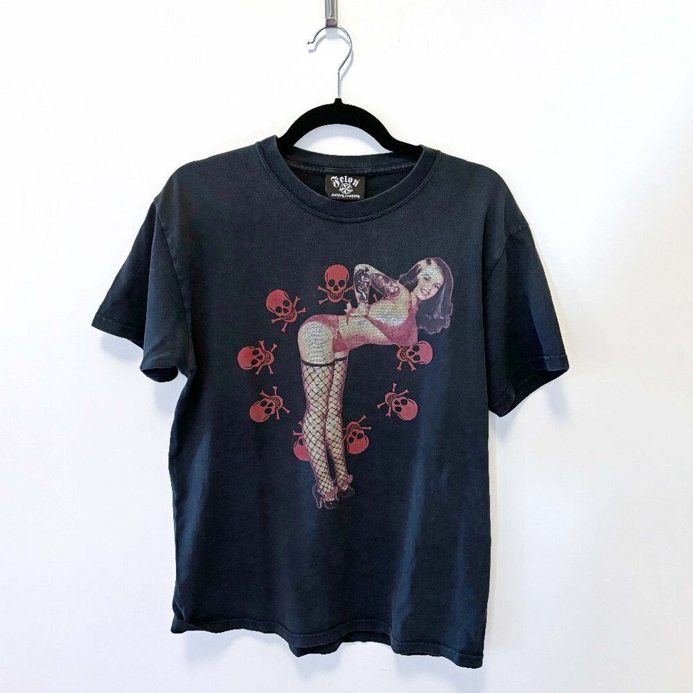 vintage skull pinup tshirt